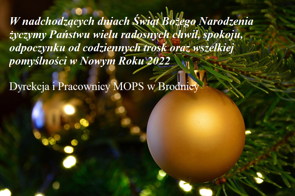 W nadchodzących dniach Świąt Bożego Narodzenia życzymy Państwu wielu radosnych chwil, spokoju, odpoczynku od codziennych trosk oraz wszelkiej pomyślności w Nowym Roku 2022